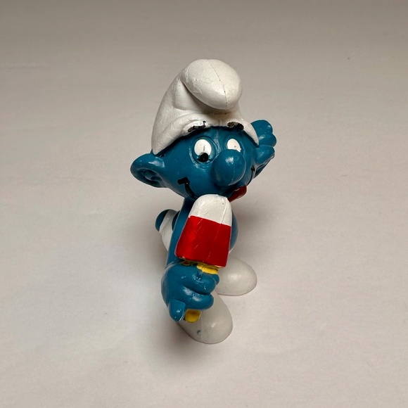 Vintage Smurf Ice Cream Popsicle Figurine 1978 Schleich Peyo Made in Germany - Picture 2 of 6